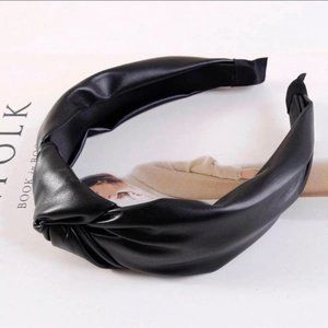 black leather knot turban headband
